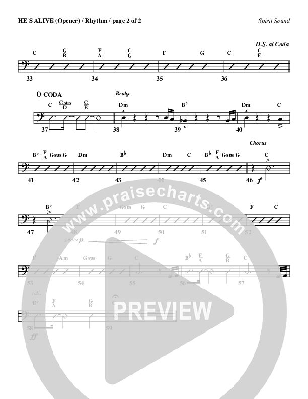 He's Alive Rhythm Chart (Geron Davis)