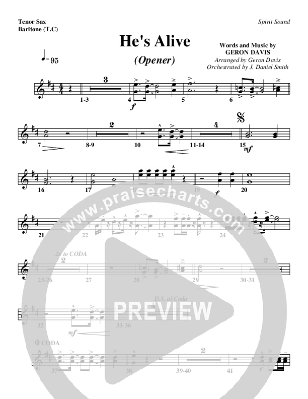 He's Alive Tenor Sax/Baritone T.C. (Geron Davis)