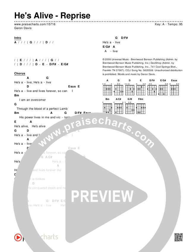 He's Alive (Reprise) Chords & Lyrics (Geron Davis)