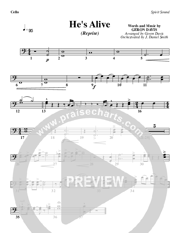 He's Alive (Reprise) Cello (Geron Davis)