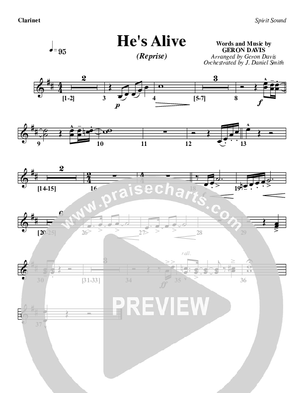 He's Alive (Reprise) Clarinet (Geron Davis)