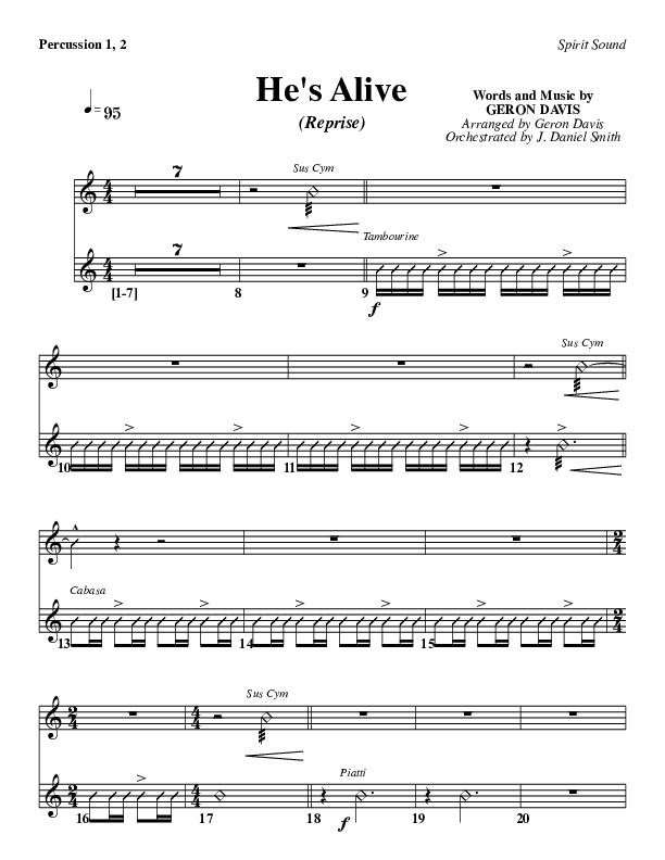 He's Alive (Reprise) Percussion 1/2 (Geron Davis)