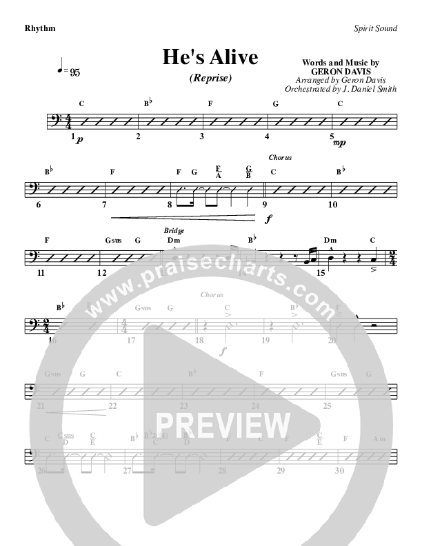 He's Alive (Reprise) Rhythm Chart (Geron Davis)