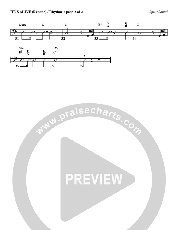 He's Alive (Reprise) Rhythm Chart (Geron Davis)