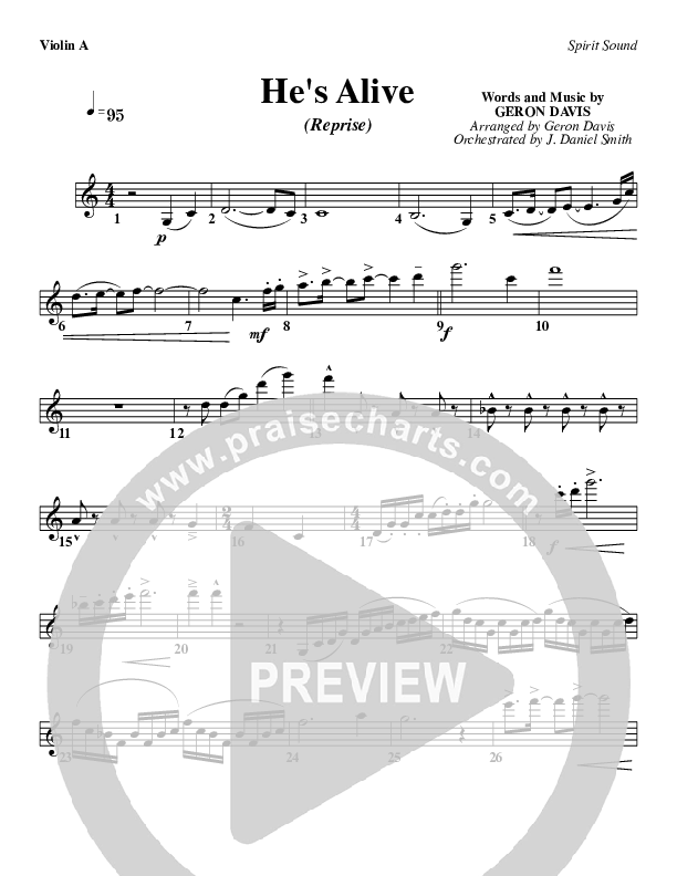 He's Alive (Reprise) Violin 1 (Geron Davis)
