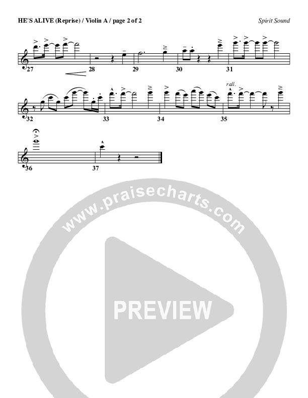 He's Alive (Reprise) Violin 1 (Geron Davis)