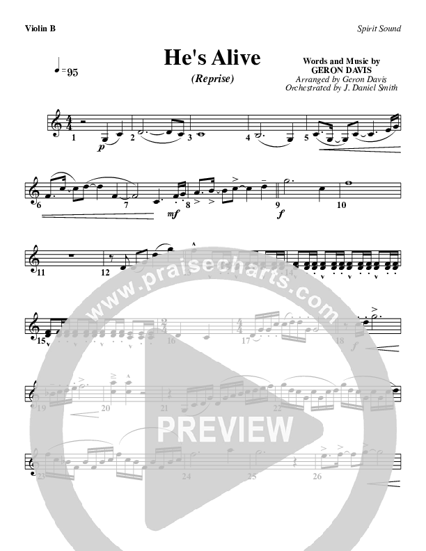 He's Alive (Reprise) Violin 2 (Geron Davis)
