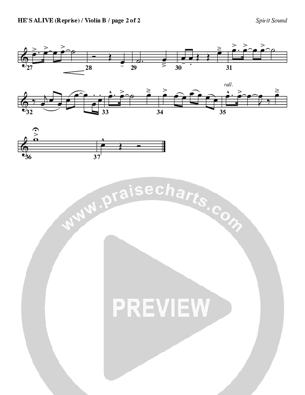 He's Alive (Reprise) Violin 2 (Geron Davis)