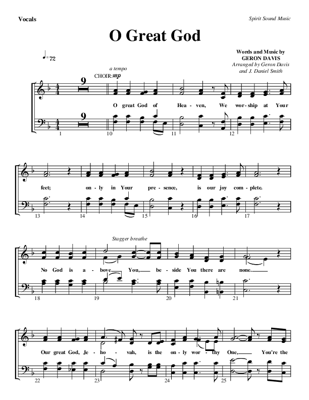 O Great God Choir Sheet (SATB) (Geron Davis)