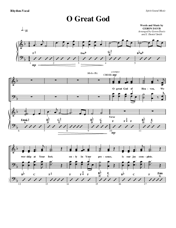 O Great God Rhythm/Vocal (Geron Davis)