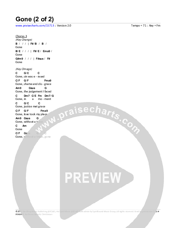 Gone - Easter Musical Chord Chart (Geron Davis)