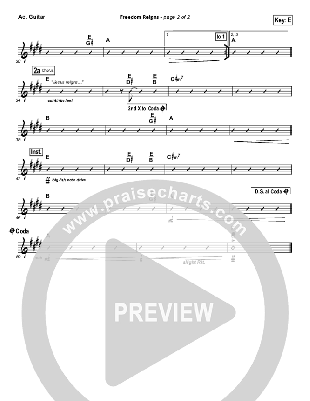 Freedom Reigns Acoustic Guitar (Jesus Culture)