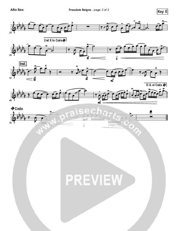 Freedom Reigns Alto Sax (Jesus Culture)