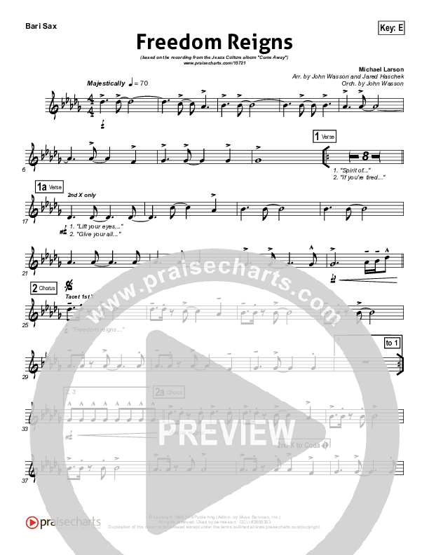 Freedom Reigns Bari Sax (Jesus Culture)