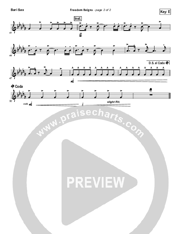 Freedom Reigns Bari Sax (Jesus Culture)