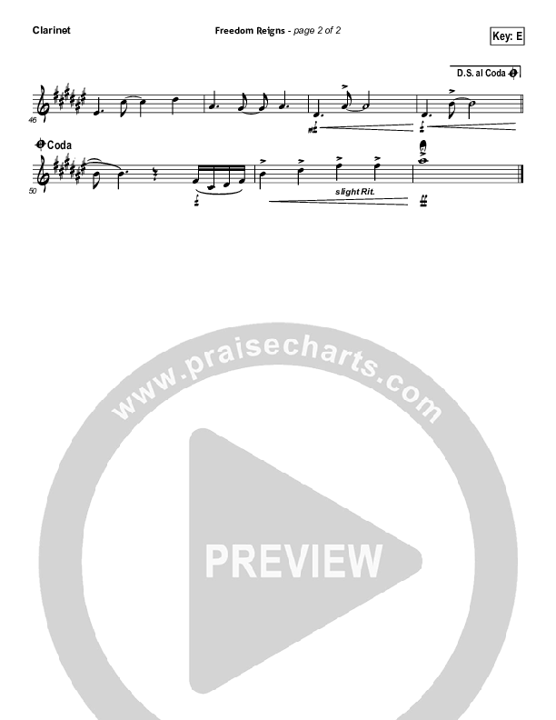 Freedom Reigns Clarinet (Jesus Culture)