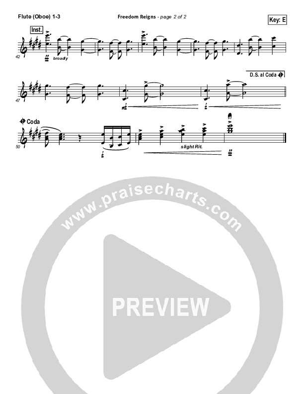 Freedom Reigns Flute/Oboe 1/2/3 (Jesus Culture)
