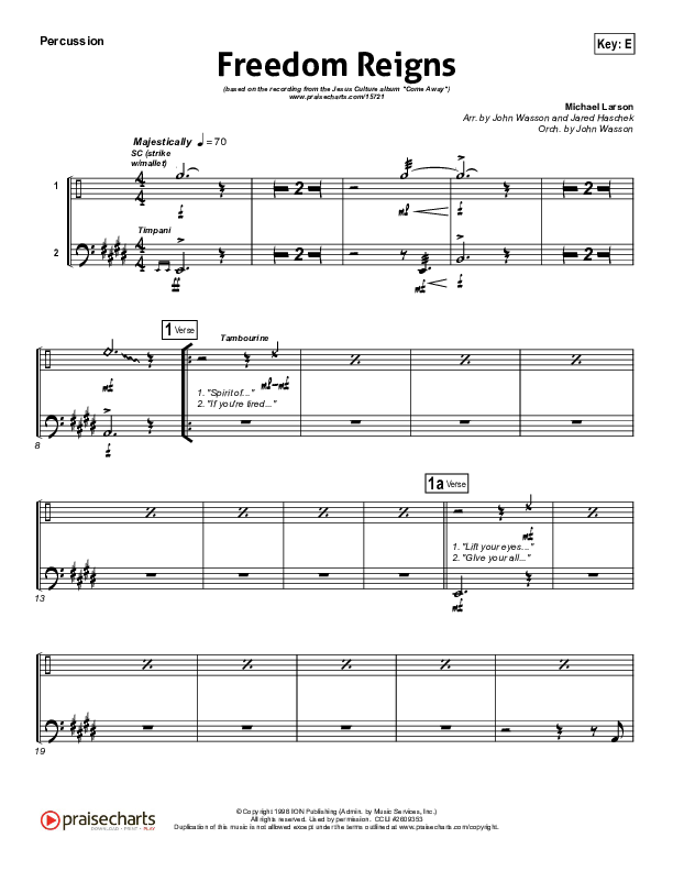 Freedom Reigns Percussion (Jesus Culture)