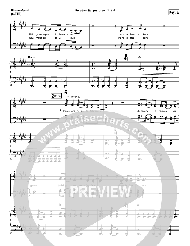 Freedom Reigns Piano/Vocal (Jesus Culture)