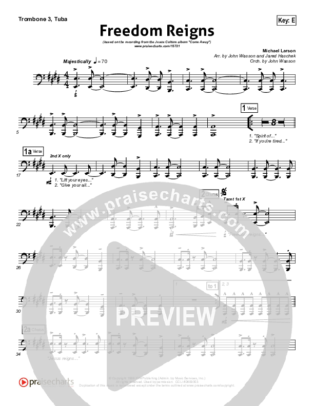 Freedom Reigns Trombone 3/Tuba (Jesus Culture)