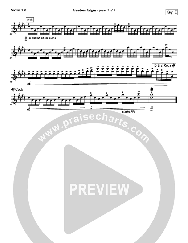 Freedom Reigns Violin 1/2 (Jesus Culture)