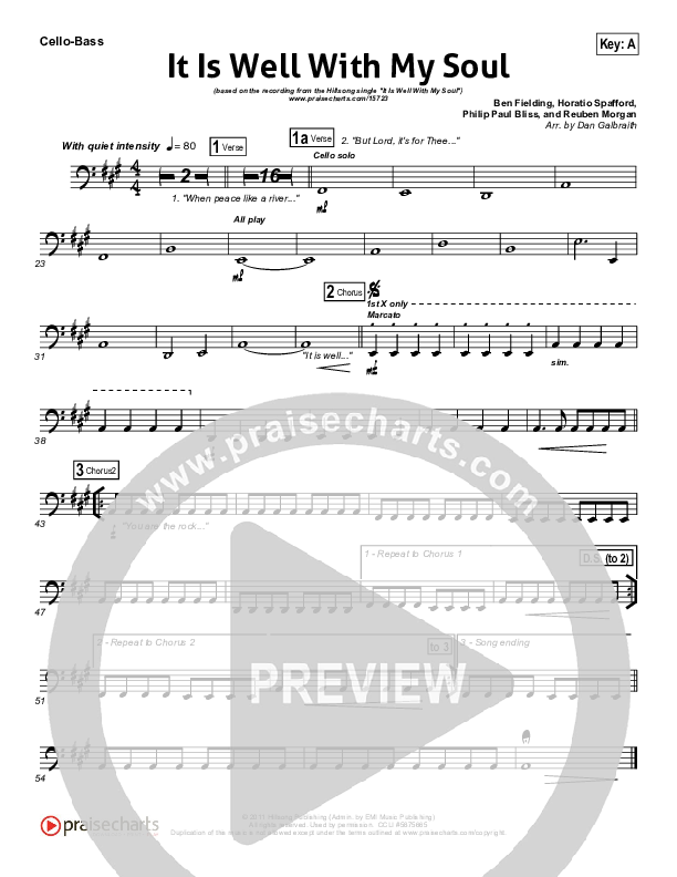 It Is Well With My Soul Cello/Bass (Hillsong Worship)