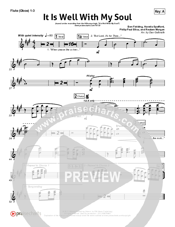 It Is Well With My Soul Flute/Oboe 1/2/3 (Hillsong Worship)