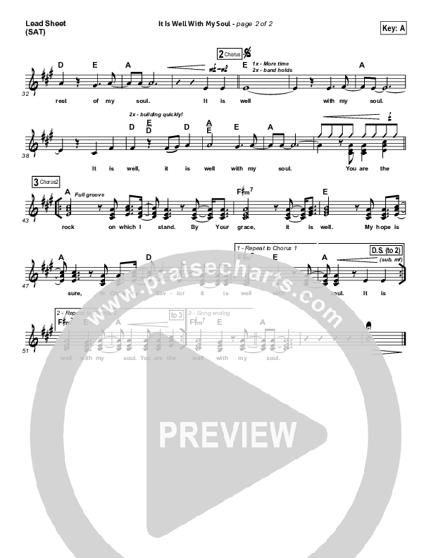 It Is Well With My Soul Lead Sheet (SAT) (Hillsong Worship)