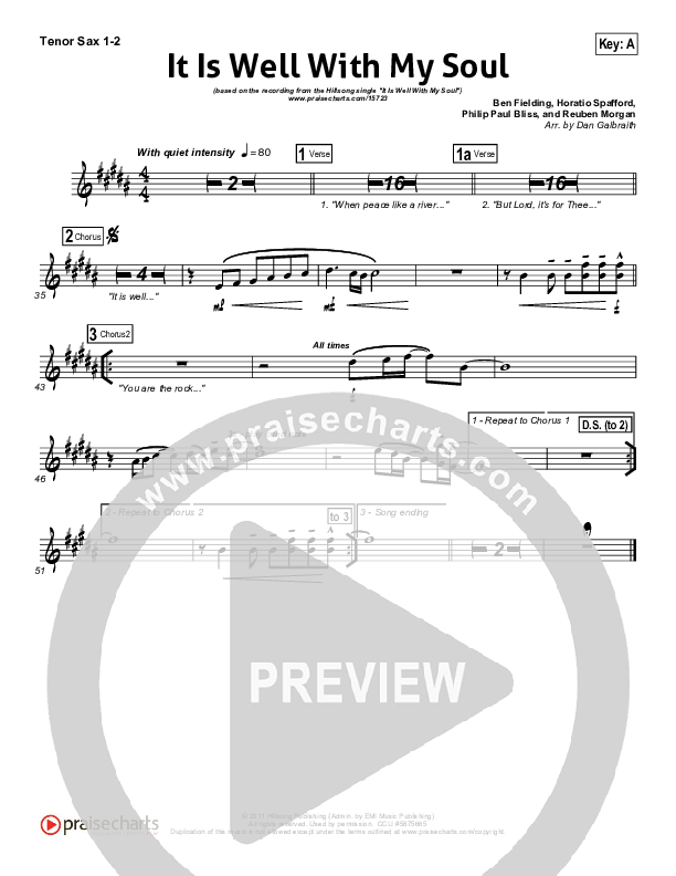 It Is Well With My Soul Tenor Sax 1/2 (Hillsong Worship)