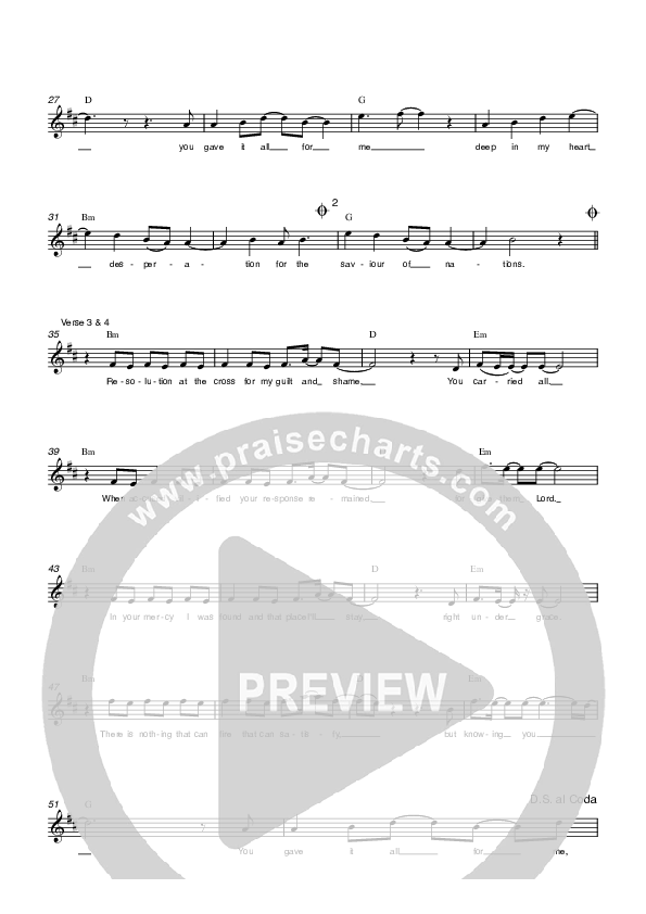 Gave It All Lead Sheet (Parachute Band)