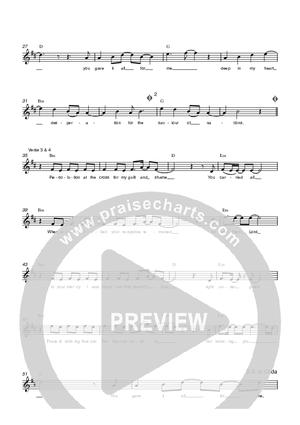 Gave It All Lead Sheet (Parachute Band)