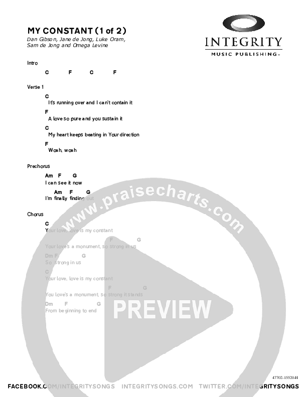 My Constant Chords & Lyrics (Parachute Band)