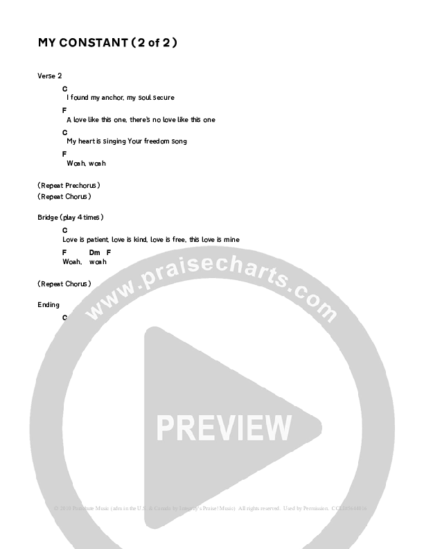 My Constant Chords & Lyrics (Parachute Band)