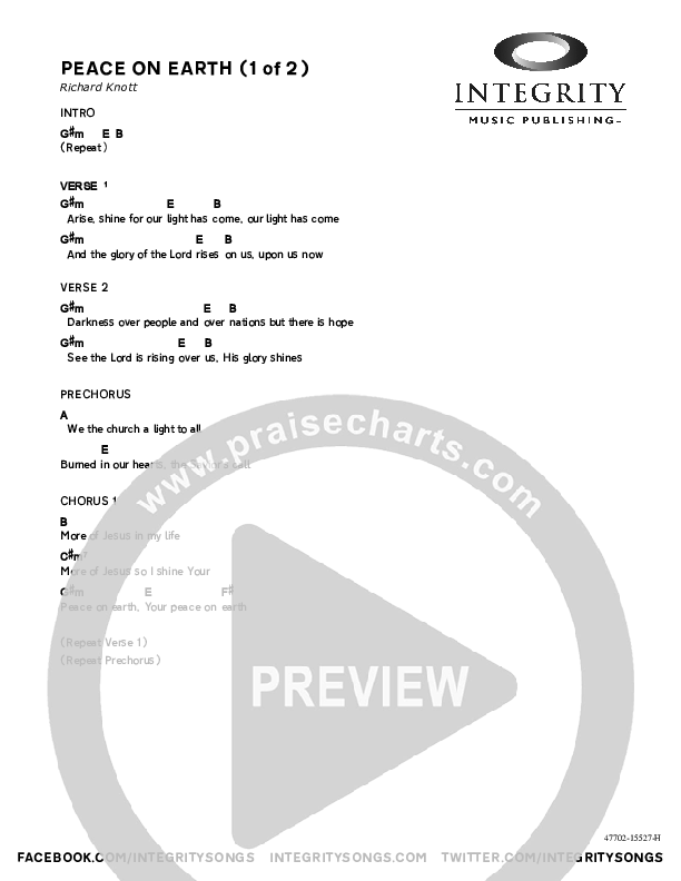Peace On Earth Chords & Lyrics (Parachute Band)