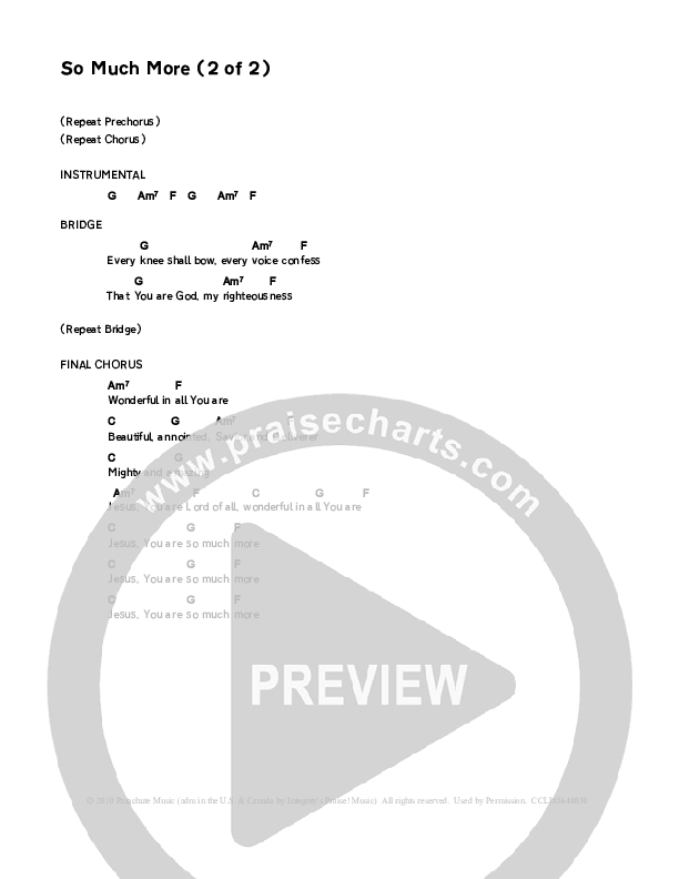 So Much More Chord Chart (Parachute Band)