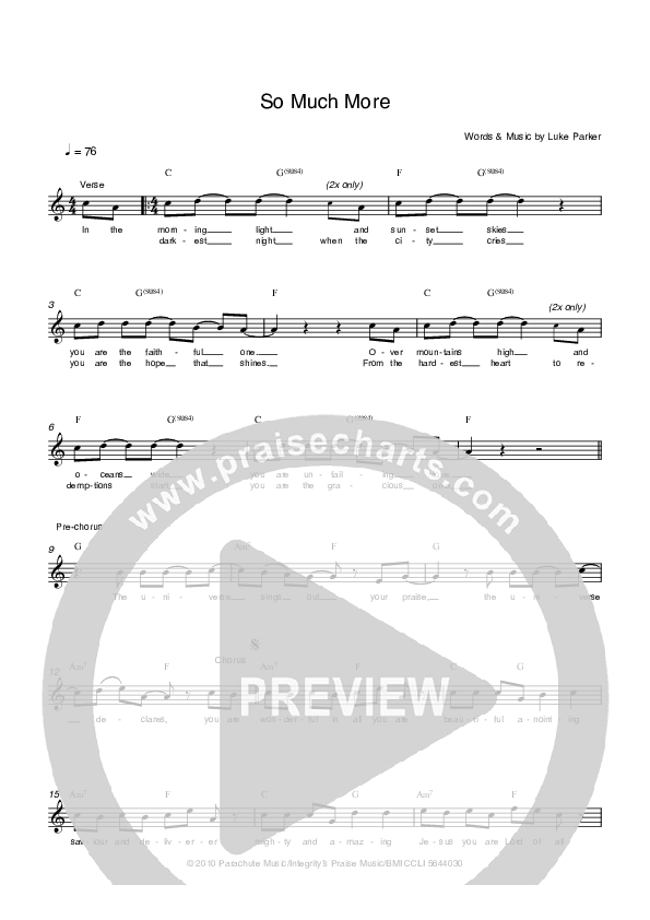 So Much More Lead Sheet (Parachute Band)