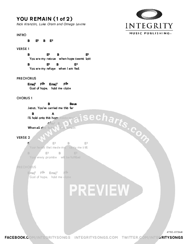 You Remain Chord Chart (Parachute Band)