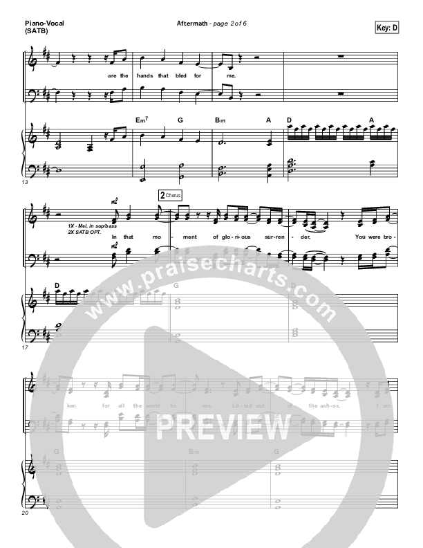 Aftermath Piano/Vocal (SATB) (Hillsong UNITED)