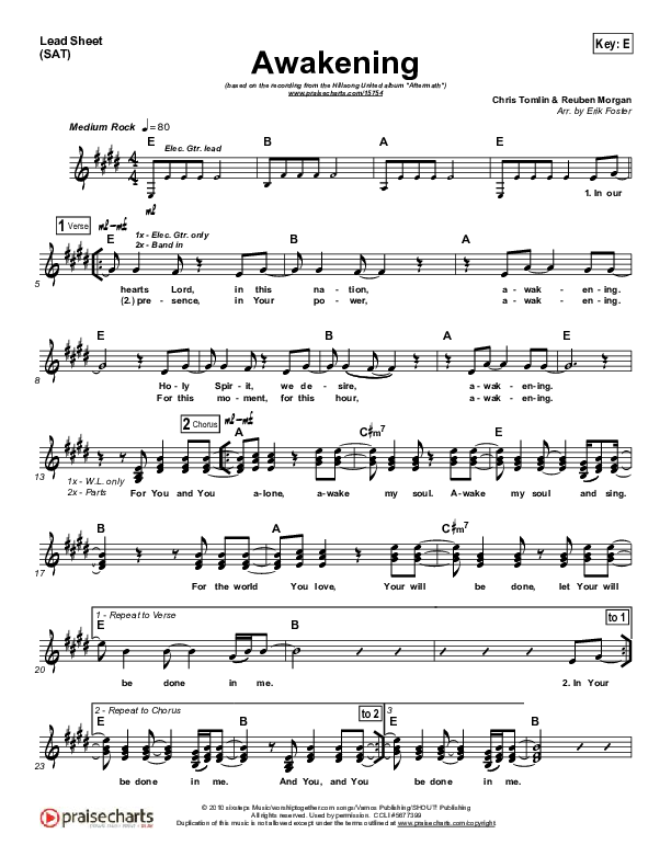 Awakening Lead (SAT) (Hillsong UNITED)