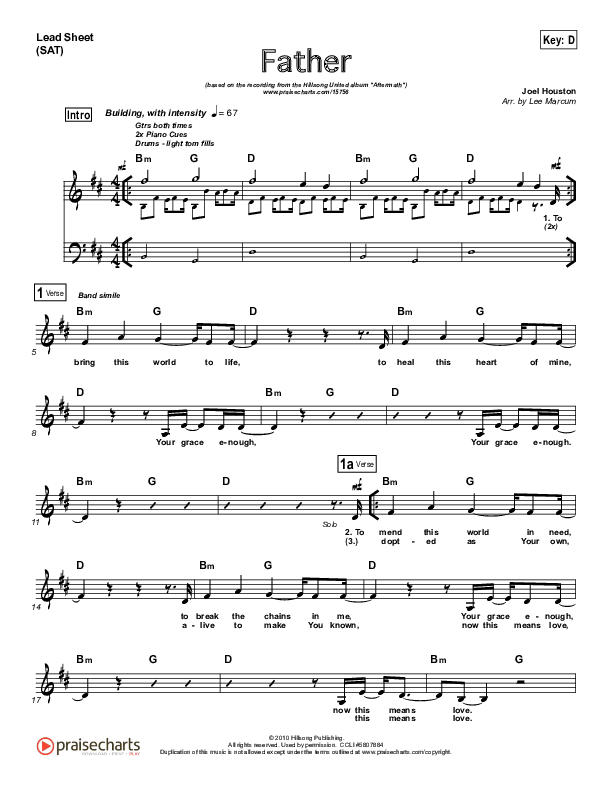 Father Lead Sheet (SAT) (Hillsong UNITED)
