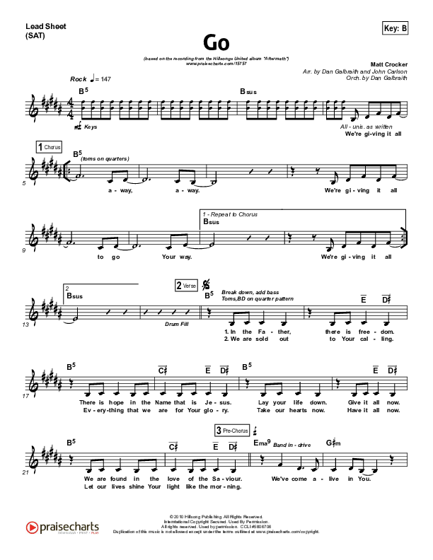 Go Lead Sheet (SAT) (Hillsong UNITED)