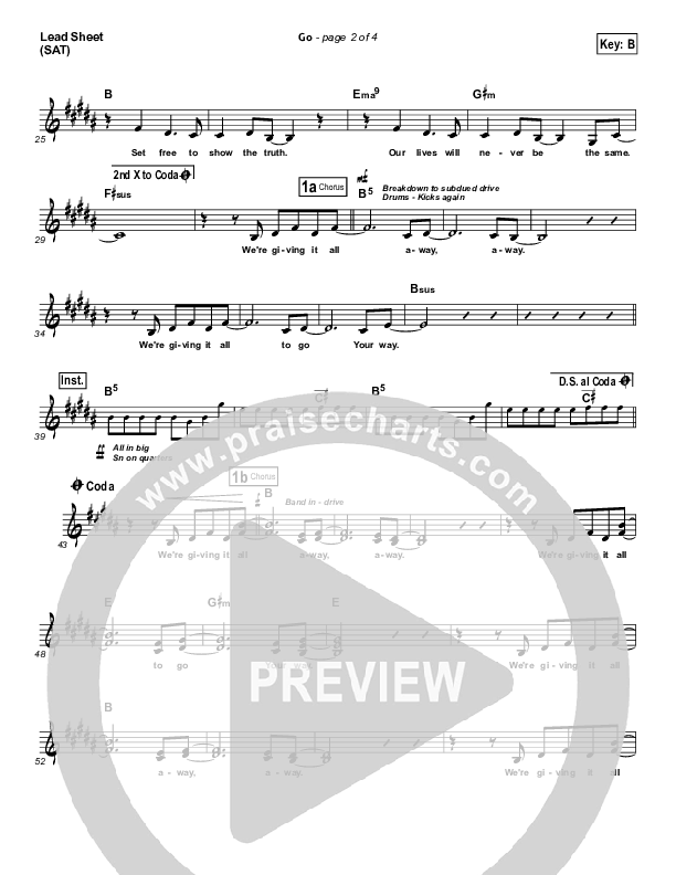 Go Lead Sheet (SAT) (Hillsong UNITED)