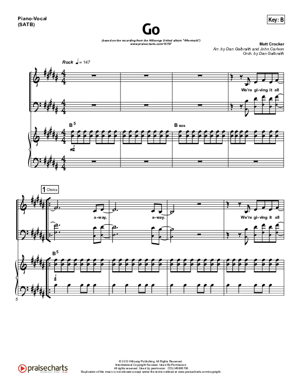 Go Piano/Vocal (SATB) (Hillsong UNITED)