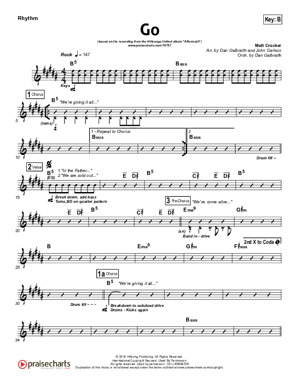 Go Rhythm Chart (Hillsong UNITED)