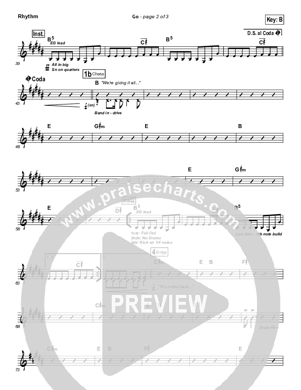 Go Rhythm Chart (Hillsong UNITED)