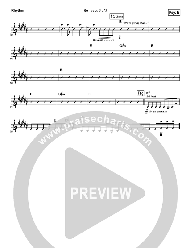 Go Rhythm Chart (Hillsong UNITED)