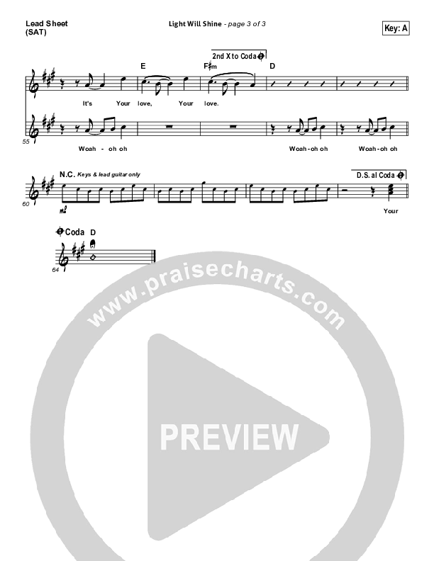 Light Will Shine Lead Sheet (Hillsong UNITED)