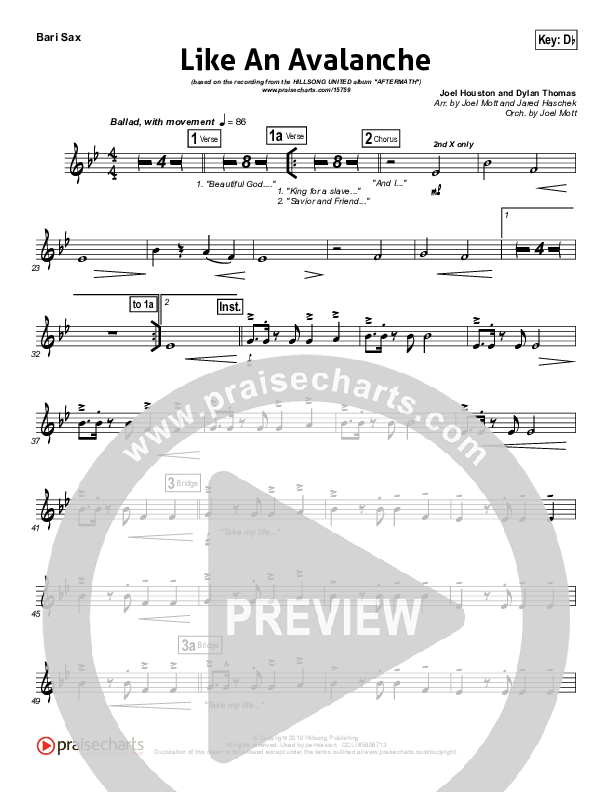 Like An Avalanche Bari Sax (Hillsong UNITED)