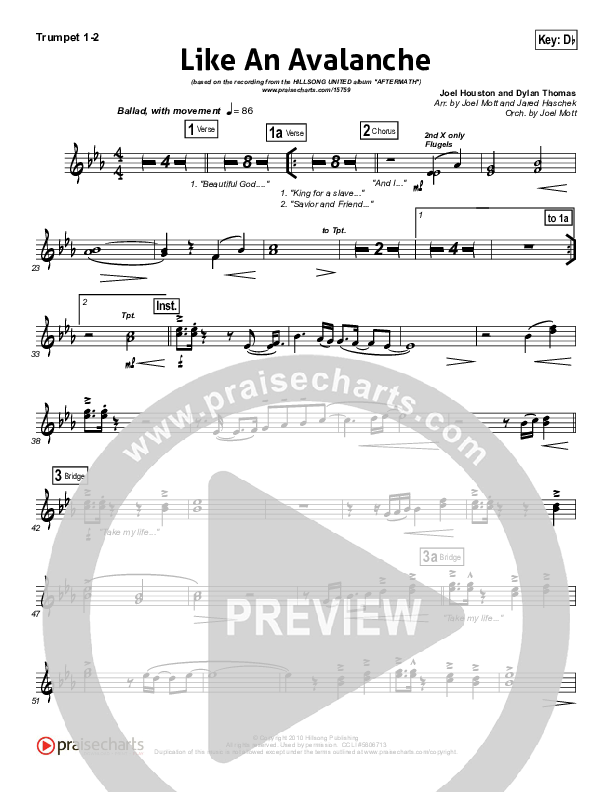 Like An Avalanche Brass Pack (Hillsong UNITED)