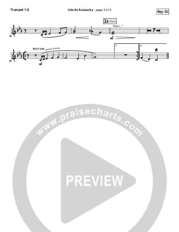 Like An Avalanche Trumpet 1,2 (Hillsong UNITED)